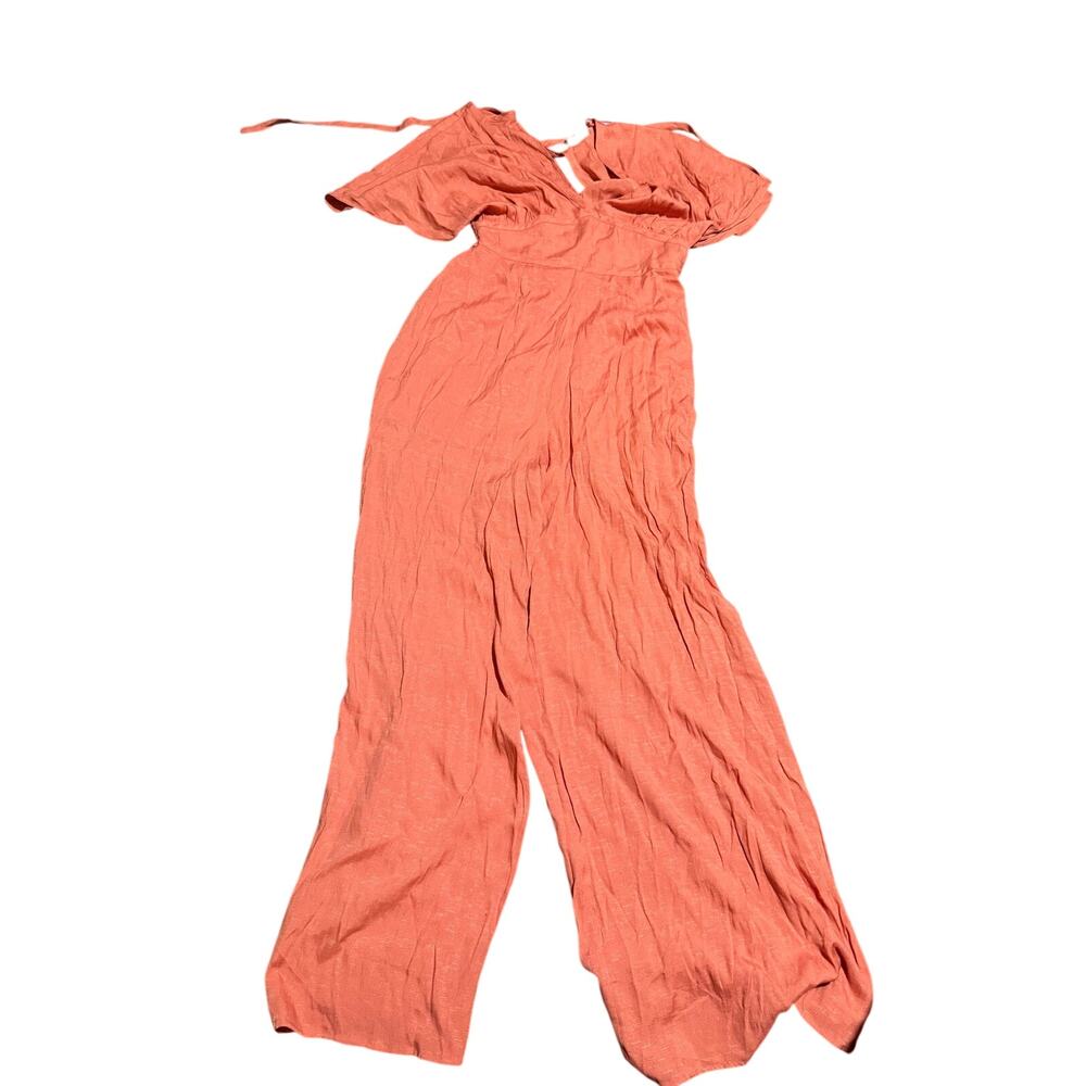Maverick Collection Coral Wide Leg Jumpsuit, Tie Back Boho Palazzo, Large, NWT